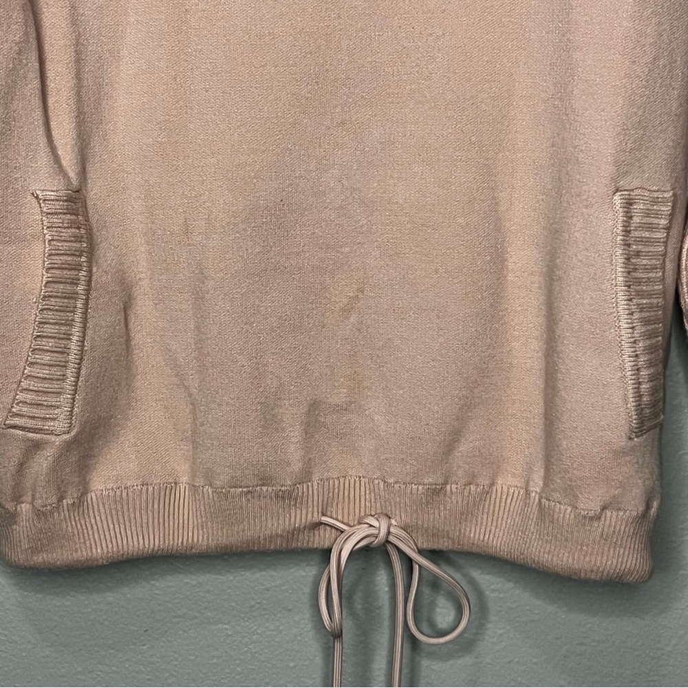 Anrabess 1/4 Zip High Neck Sweater Women Large Pink Ribbed Tie Waist Pockets - Picture 3 of 7